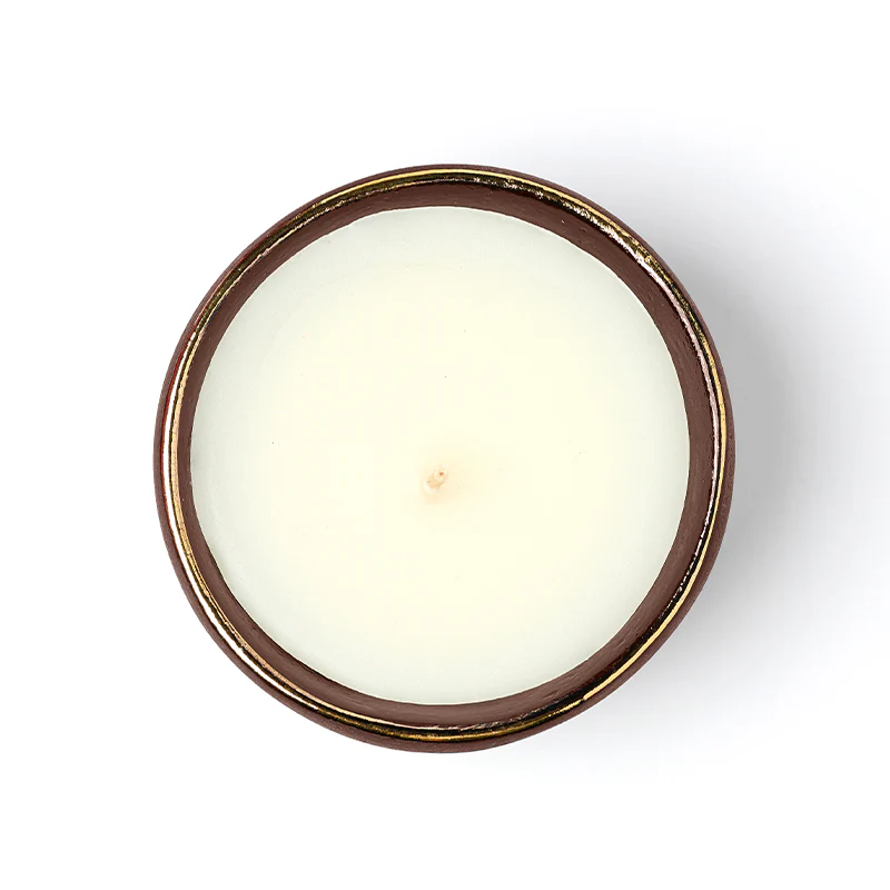 Vasija - Candle Holder with 24k gold rim Brown - Image 2